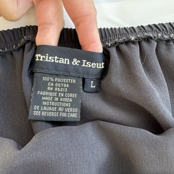 Tristan & Iseut Sheer Grey Chiffon Long Skirt Drawstring Closure Size L Vintage - Picture 11 of 12